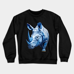 Blue rhino head geometric art Crewneck Sweatshirt